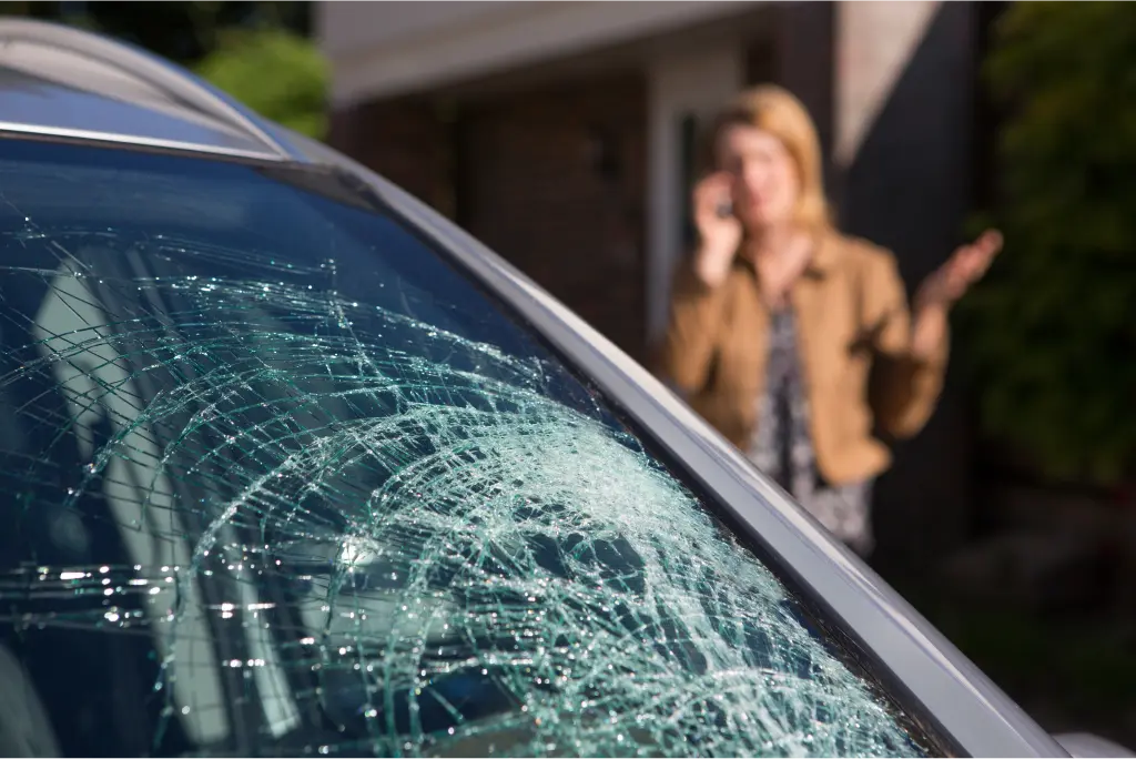 Replacing this broken windshield is an example of an expense best covered by a rainy day fund.