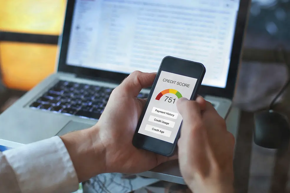 Person checking their credit score after cosigning a loan